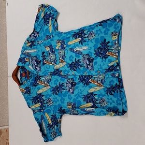 Junction West Hawaiian Style Size Large Blues Men's Short Sleeve Shirt